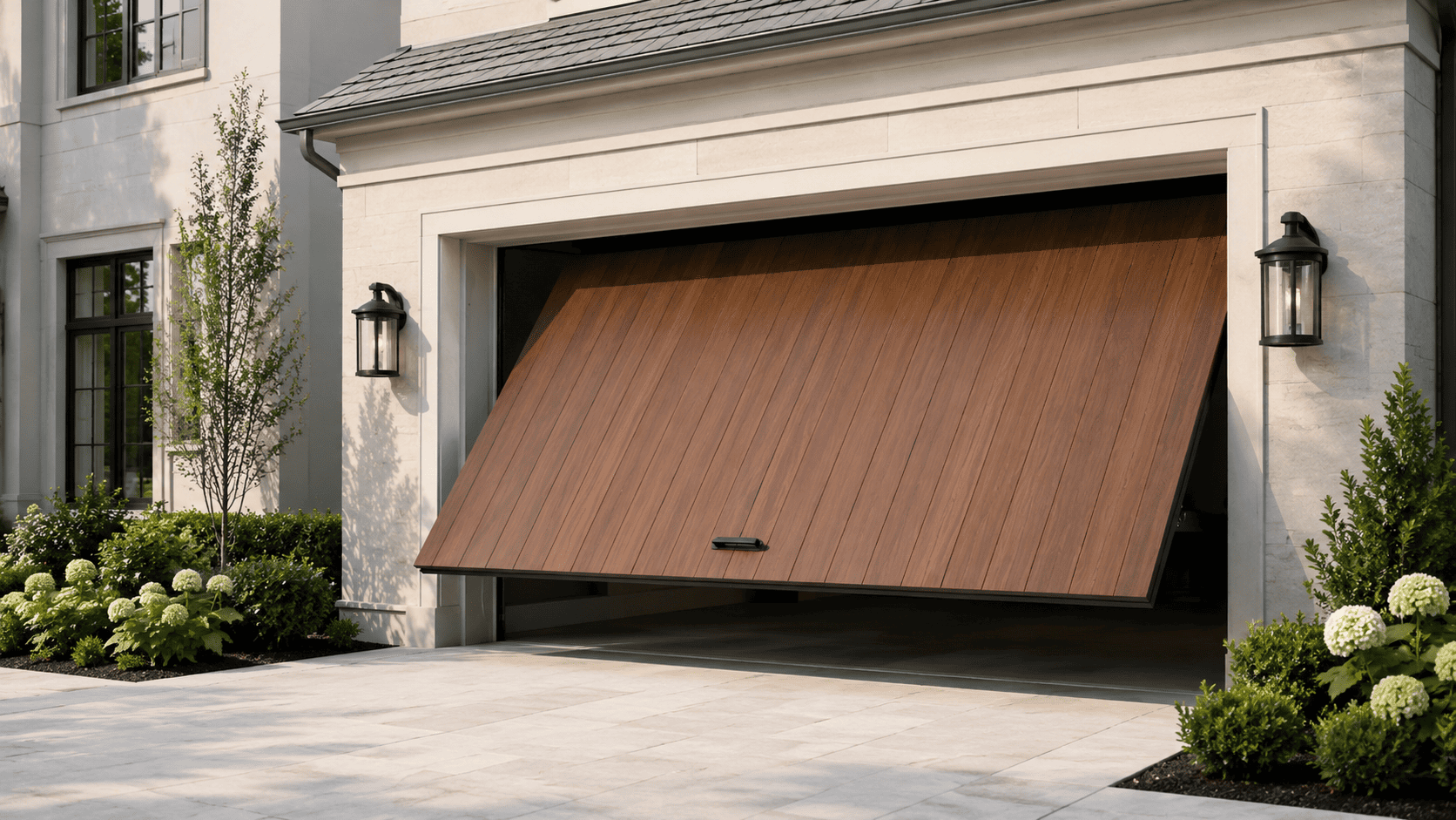 Tilt-up garage door mid-open — Zillmere